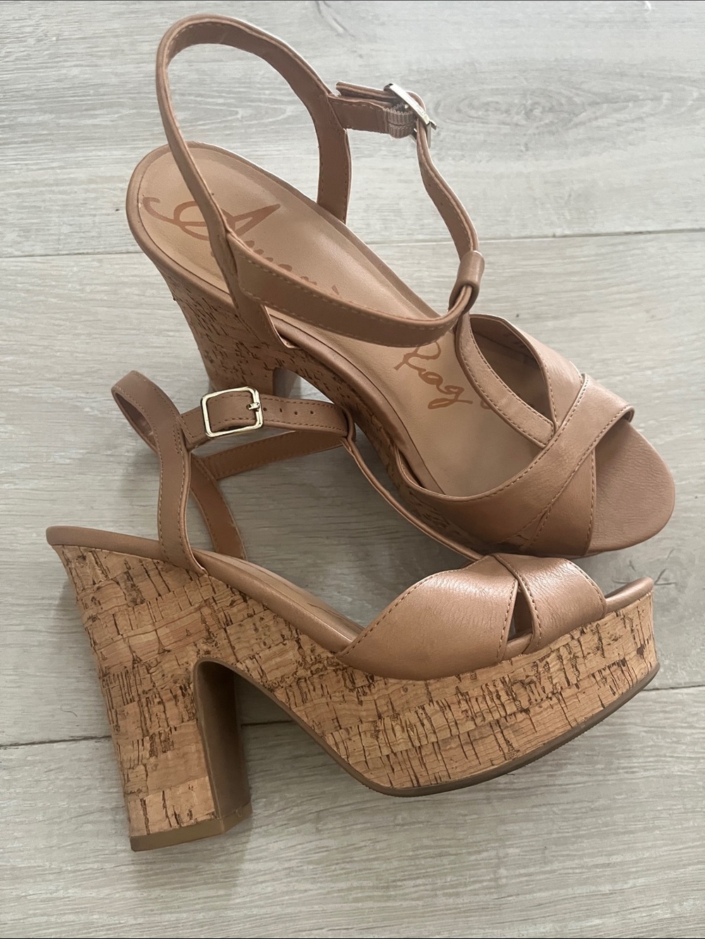 American Rag Tan Cork Platform Wedge Sandals 7.5